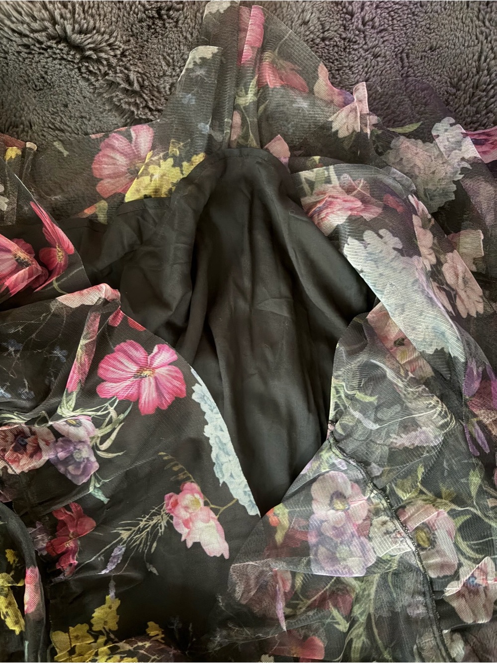 Anthropologie Whimsy Let Me Be Black Floral Tiered Ruffle Maxi Dress - Picture 7 of 7